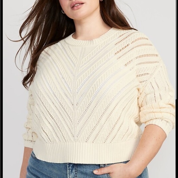 Old Navy NWT Cropped Chevron Open-Knit Sweater - Picture 7 of 7
